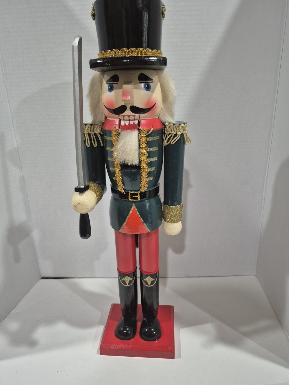 Vtg. 20" Large Wooden Painted Nutcracker Soldier